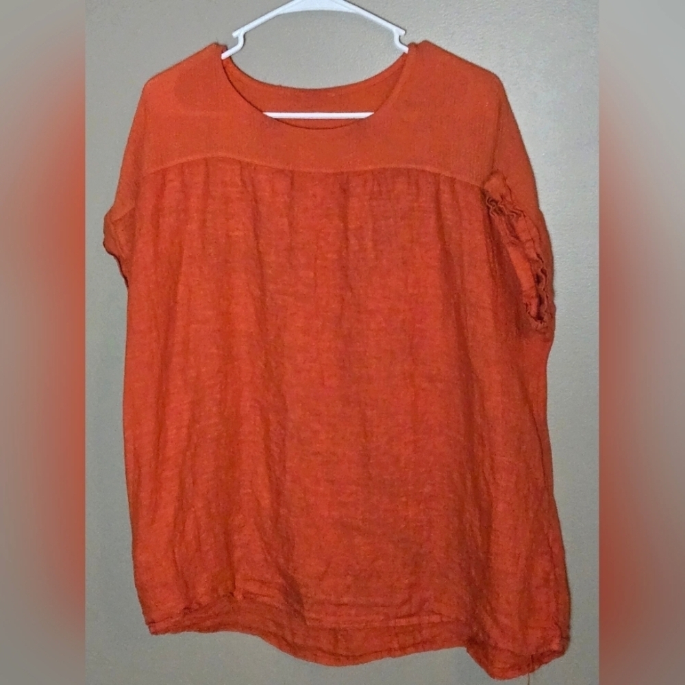 Women's Unbranded 100% Linen Made In Italy Quiet Luxury‎ Coastal Top, 1X